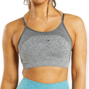 Gymshark Flex Strappy Seamless Women's Grey Sports Bra Adjustable Straps